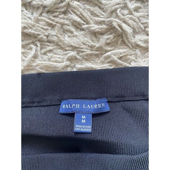 Ralph Lauren Blue Label Skirt Black Knit A-Line Medium Stretch Embroidered Edge - Picture 3 of 6
